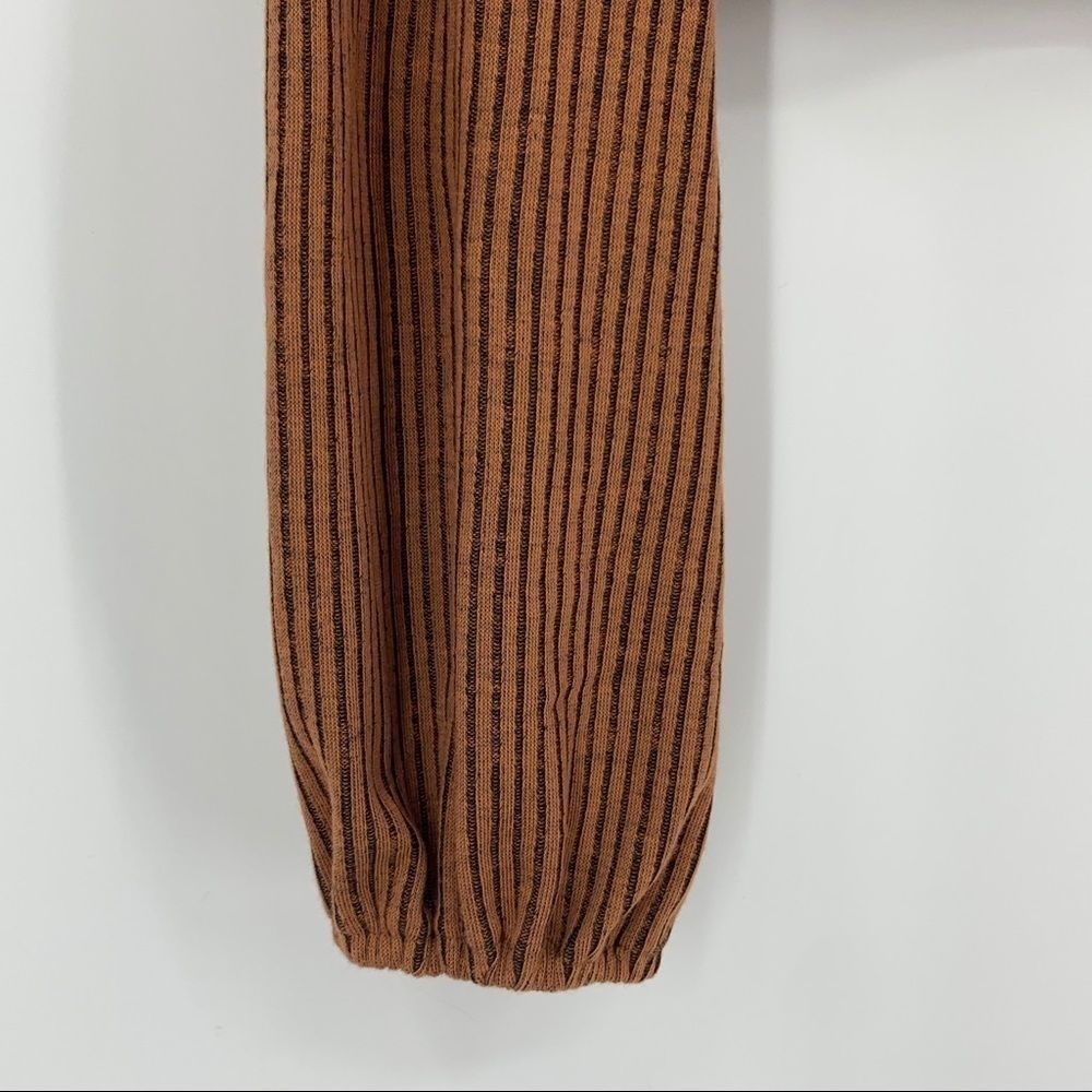 Mimi chica puff sleeve rib crop brown top Size Large 8953 Pullover Casual - Picture 9 of 11